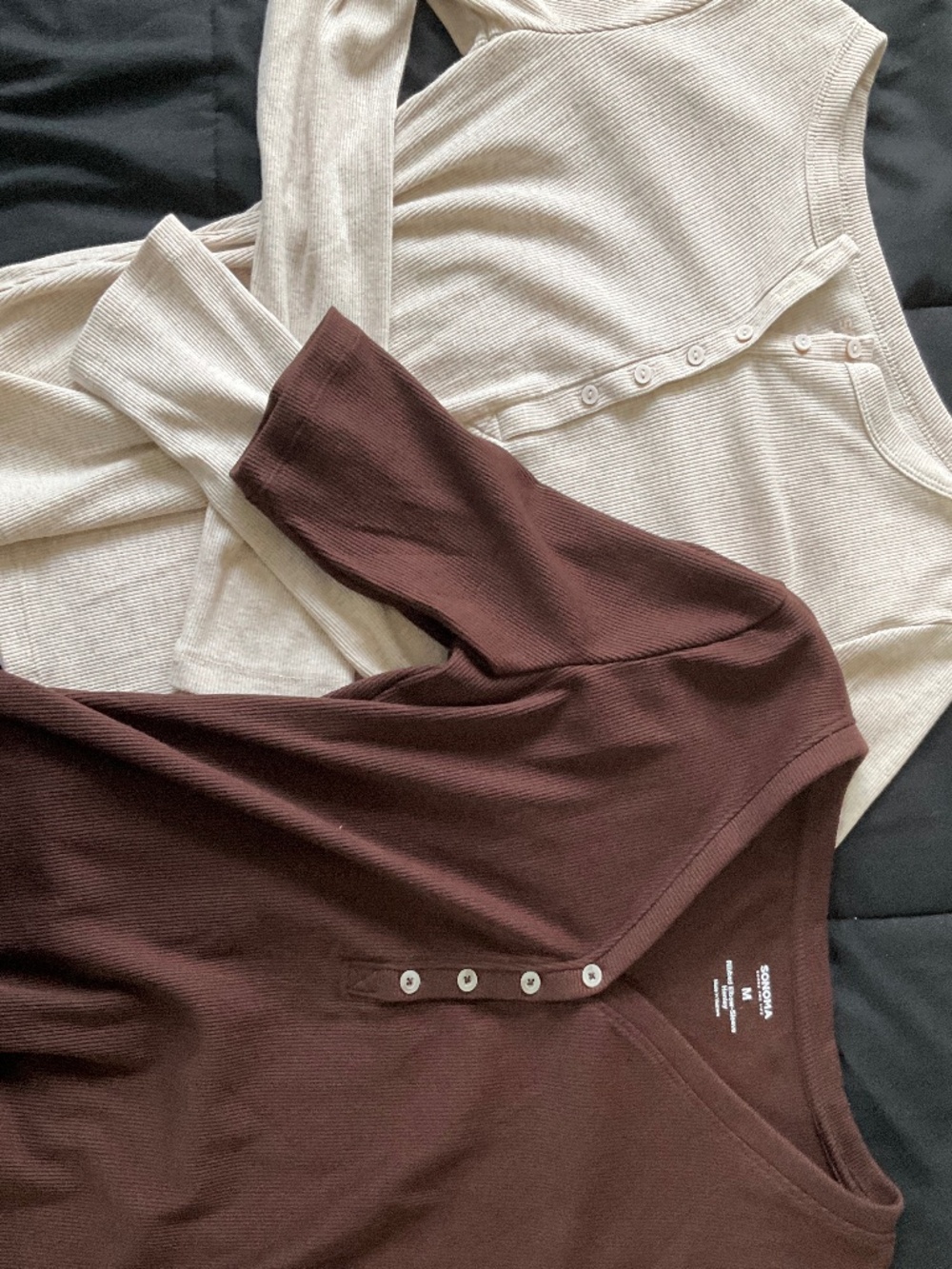 2 pack henleys (cream and brown)